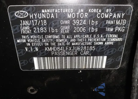 2018 Hyundai Elantra Sel из США, поврежденный, VIN KMHD84LFXJU628185